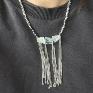 Колье из гематита с аквакварцем