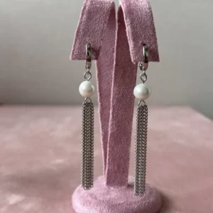 Серьги с жемчугом Майорка и цепочками