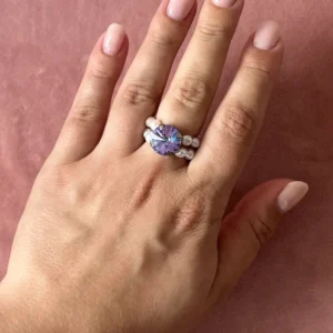 Кольцо из натурального жемчуга и кристалла Swarovski (на резинке)