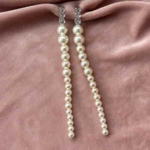 Серьги Вечерние со стразами и жемчугом