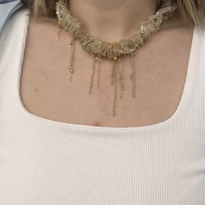 Колье из рутилового кварца с цепями