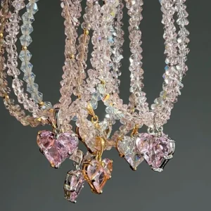 Колье розовое сердце