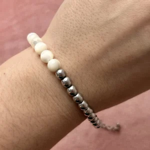 Браслет гематит с перламутром