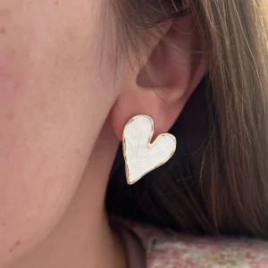 Серьги Белое сердце
