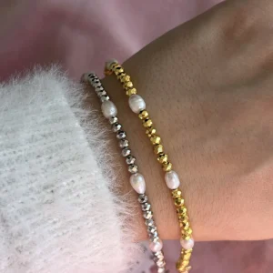 Браслет из ювелирного стекла с жемчугом