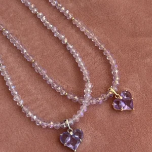 Колье с лавандовым сердцем